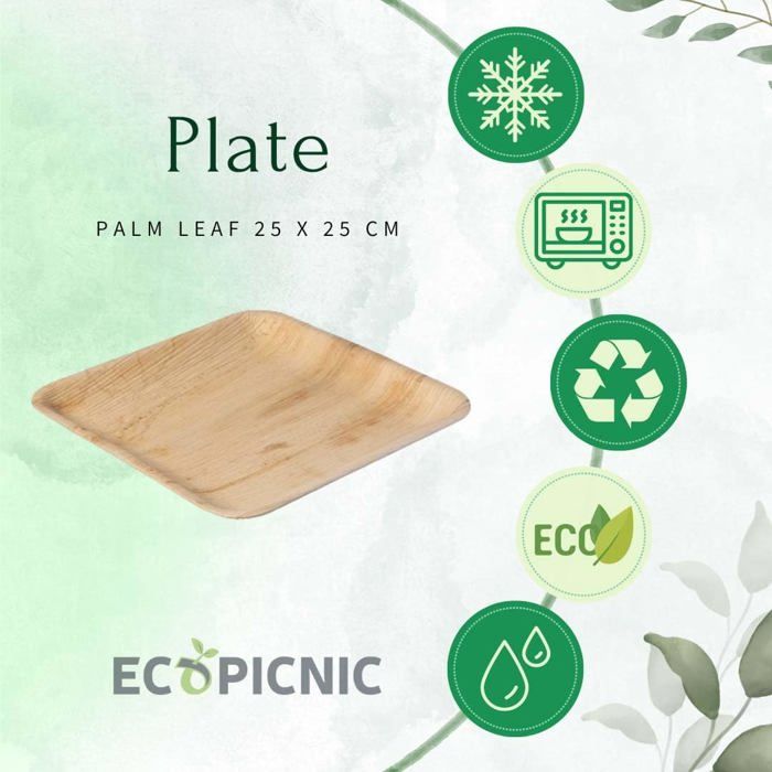 BIOZOYG 25x Assiettes En Feuille De Palmier 24x15 Cm - Vaisselle En Feuille De Palmier Jetable, Rectangulaire - Vaisselle De Fête Jetable Durable