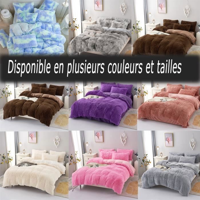 Parure De Lit Hiver En Flanelle BEDSURE 200x200 Cm - 4 Pièces Avec 2 Taies 80x80 Cm - Certifié Öko-Tex - Naturel