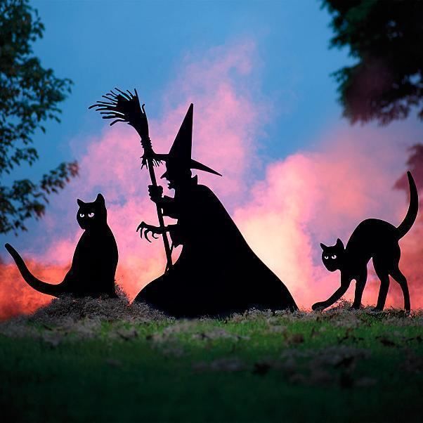 3 pièces Silhouette Sorcière Halloween, Silhouette de Jardin de Sorcière,  Décoration de Sorcière Noire d'halloween