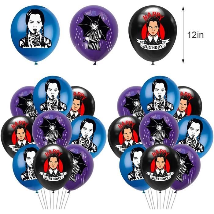 Ballon Mercredi Addams, 33 Pcs Décoration Anniversaire Mercredi Addams, Déco  Addams Avec Drapeau D'Anniversaire,Ballon,Topper[q8658] - Cdiscount Maison