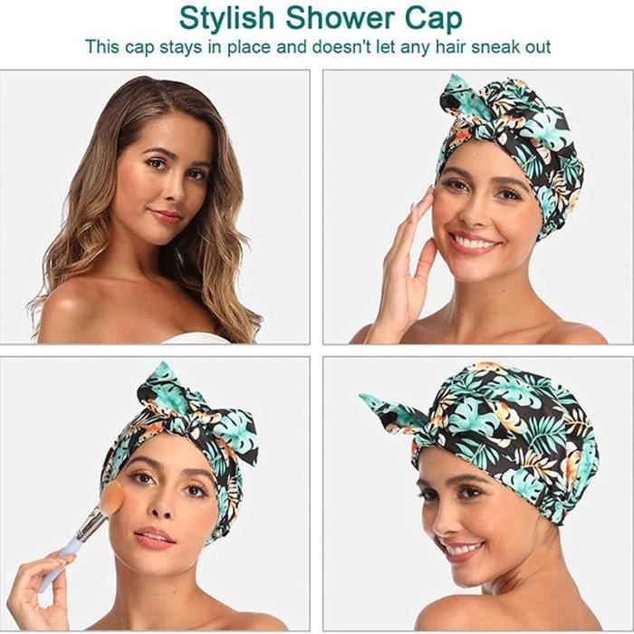 Bonnet De Douche Réutilisable En Satin - Étanche, élastique, Taille Unique