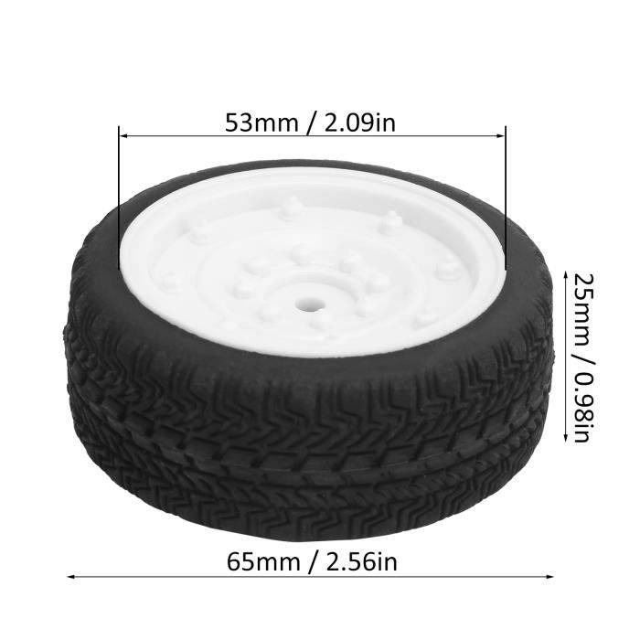 Roue Caoutchouc 1/8 RC – Pneu De Remplacement Durable, Moyeu Plastique Blanc – Pour Tout-terrain