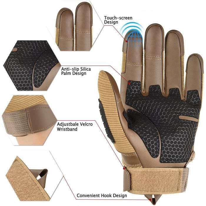 Gants Moto Hommes Écran Tactile Respirable Anti-Choc Anti-Glissant Anti-Usure Femmes Protection de Sport Gants L Vert