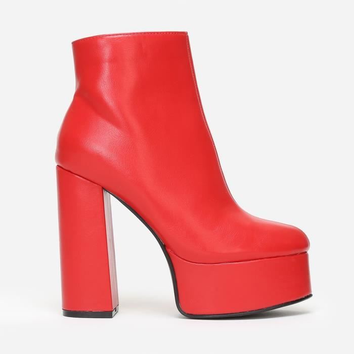 Bottines rouges a talon et plateforme hauts Rouge Cdiscount Chaussures
