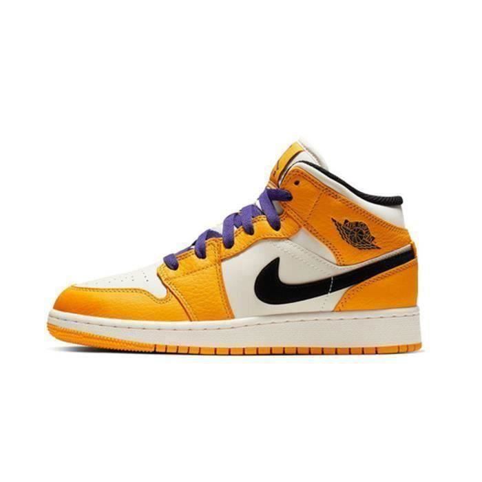 Nike Jordan 1 Mid pour Homme et Femme jaune. Couleurs multiples