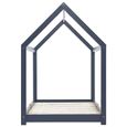 Meub}9837Haut de gamme Luxueux - Lit enfant cabane - Cadre de lit d'enfant Structure de lit Garçons Filles -Gris  Bois de pin massif-3