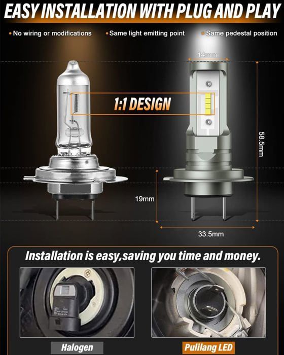 D-Lumina Ampoule H15 LED 80W 12000LM - Feux De Route/Daytime - Blanc 6500K - Pack 2 Ampoules