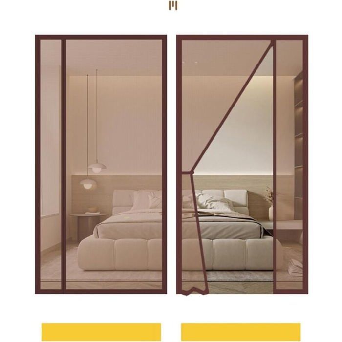 Moustiquaire Porte Aimantée 220x250 Cm - Fermeture Automatique Pour Portes Fenêtres Et Balcons Couleur Marron, Facile à Installer Sans Perçage