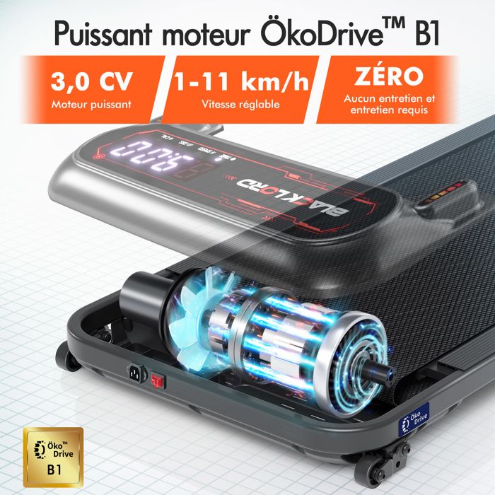 Tapis De Course électrique Black Lord MS2H - Pliable, Inclinable - Blanc