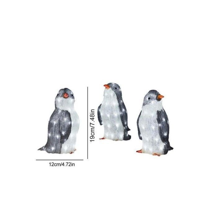SOARA Decoration Noel, 3 Pingouins Gonflables, Lumières LED Blanc