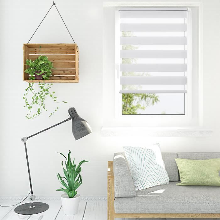 Store Double Rouleau K-home Madrid - Sans Percage Blanc 75x150cm