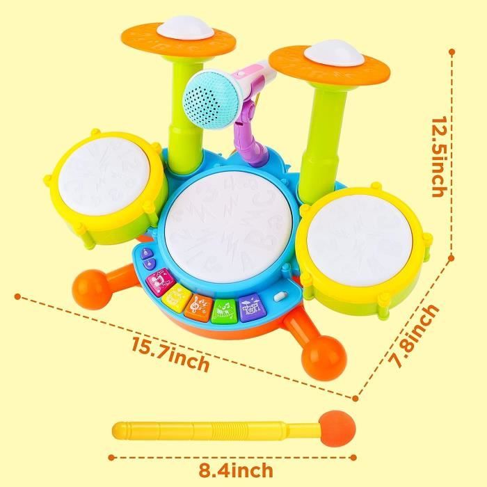 Tambour De Dessin Animé Pour Enfants-Jouet Éducatif Pour Bébé-Instrument De Percussion Double