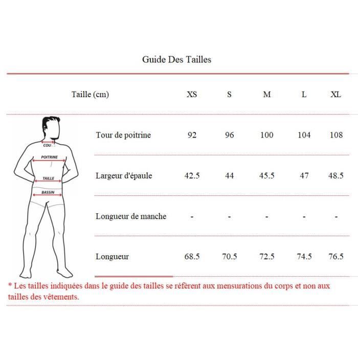 Mensuration new arrivals chemise homme