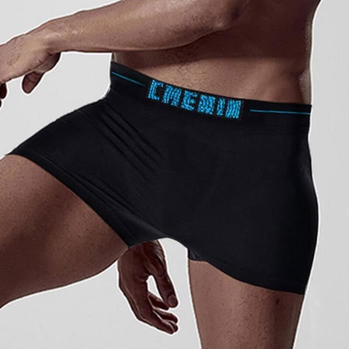 Sous vetement Sexy sans couture pour homme Lot de 4 boxers a sechage rapide Blanc
