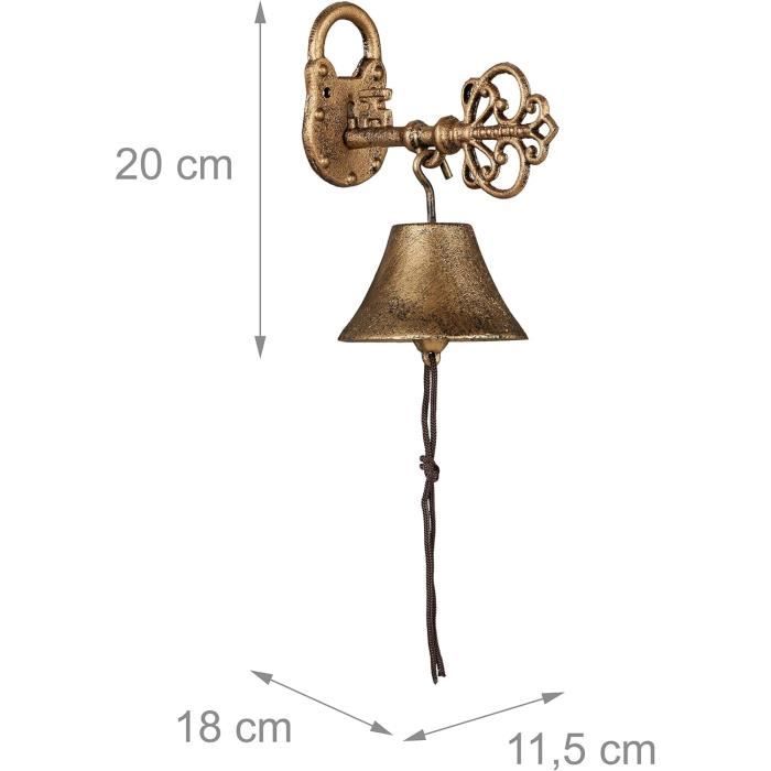 Cloche De Porte Jardin Relaxdays En Fonte Design Antique Vert Avec Corde