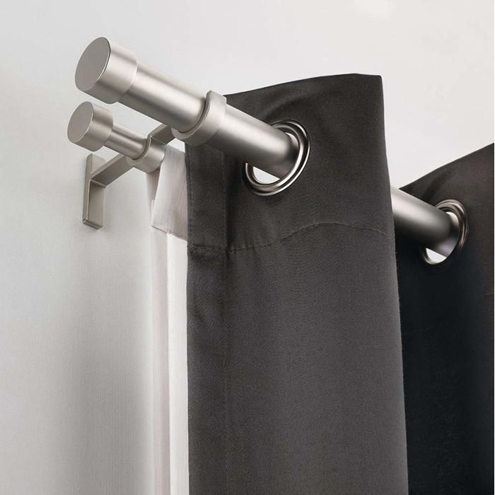 Lot De 3 Supports De Tringle à Rideaux Réglables - Métal Noir, Pour Tringle 20-25 Mm, Montage Vis Ou Collé - 1