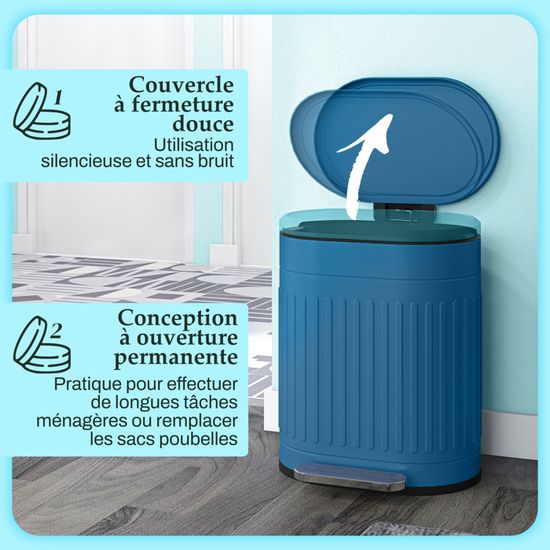 Poubelle 2x30l En Métal Avec Couvercle Et Pédale, Conteneur Avec Seau Interieur Pour Salon Et Bureau 90770371