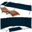 Coussin pour chaise longue bleue rembourré 7 cm d'épaisseur oreiller inclus avec sangles Coussin pour bain de soleil-0