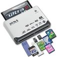 Lecteur de cartes mémoires tout en un : USB 2.0 Mini SD, MMC Mobile, SDHC, M2, TF, XD, CF Di49500-0