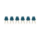 SWEEEK Lot de 6 chaises scandinaves. pieds bois de hêtre. chaises 1 place. bleu canard