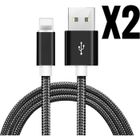 CHARGEUR CABLE USB POUR IPHONE 5 5S SE 2020 8 7 6S 14 11 13 12 X XS MAX PACK 2 PCS COULEUR NOIR 1M GHL TECH