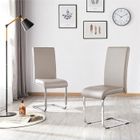 Lot de 2 Chaises de Salle à Manger-Chaises en Similicuir PU-Pied en métal-Haut Dossier pour Cuisine Moderne Brun Clair YAHEETECH