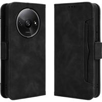 Coque Pour Xiaomi Redmi A3 6.71",Noir Rétro Portefeuille Magnétique Cuir PU [5 Fentes pour Cartes] Housse téléphone Flip Case