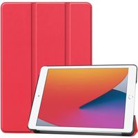 Housse iPad 10.2 2020 - Coque iPad 8e Génération, Léger PU Cuir Antichoc Etui Tablette Housse [Auto Réveil /Veille] - Rouge