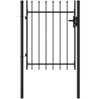 Portillon Portail de jardin Portail de clôture simple porte avec dessus à pointe Acier 1x1,2 m Noir élégant ♫46943