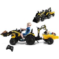 GOPLUS Tracteur Électrique pour Enfants avec Remorque, Pelle et Roues Antidérapantes Excavateur, pour Enfant 36-95 Mois (Jaune)