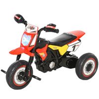 Tricycle Enfant Moto Cross Effets Musicaux et Lumineux avec Coffre de Rangement Rouge - HOMCOM