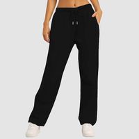 Pantalon de Jogging Femme en Coton Pantalon de Sport en Coton Femme Chic Élastique Taille Haute avec Poche Pantalon 
