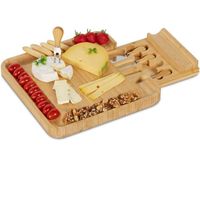 Plateau fromage bambou & lot 4 couverts - 10044699-0