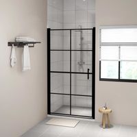 Porte de douche coulissante en verre trempé noir 100x178 cm - VIDAXL - Réversible - Epaisseur 5 mm