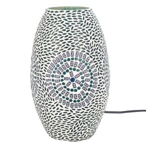 LAMPE A POSER LAMPE Mosaïque en Verre de forme Ovale hauteur 31cm couleur Vert Blanc Bleu