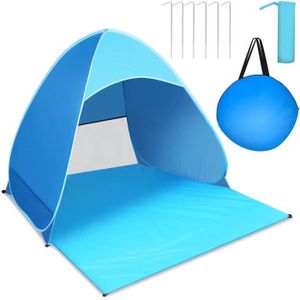 ABRI DE PLAGE Tente de plage pop-up déployable - Protection solaire UPF 50+ - Bleu