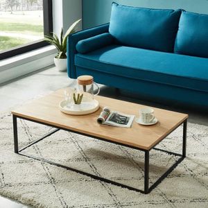 TABLE BASSE Table basse - BAÏTA - Gamme BRIXTON - Placage frêne et métal noir - L 110 x P 60 x H 34 cm