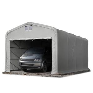 GARAGE 5x8 m, Tente garage de stockage, PVC 850, porte 4,1x2,5 m, gris, sans statique