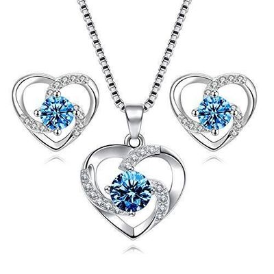 Parure de bijoux en argent sterling 925 en forme de cœur pour Parure de bijoux en argent sterling 925 en forme de cœur pour