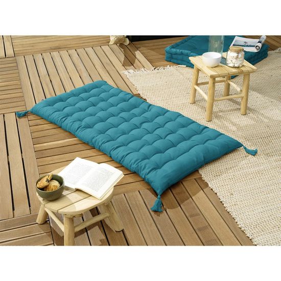 Matelas de sol coton (120 x 60 cm) Pixel Vert kaki - Déco textile