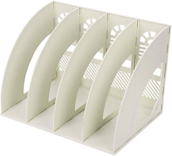 Organisateur Bureau Métal 7 Compartiments EasyPAG - Range Revue Vertical A4 Avec Tiroir | Blanc 32x23x36.5cm