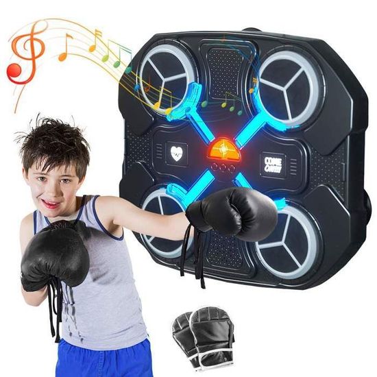 Machine De Boxe Musicale Avec LED Et Gants - 15 Niveaux De Vitesse, Compteur De Points | Bluetooth, Effets Lumineux | Entraînement à La Maison, Pour Adultes Et Enfants