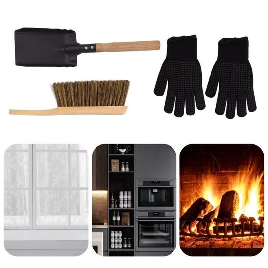 Pelle à Cendres Et Balayette Pour Cheminée Avec Brosse Douce - Kit De Nettoyage Foyer Et Jardin