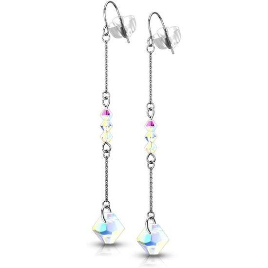 Tata Gisèle Piercing Labret Monroe Acier 316L Argenté Zircon Rond Serti 4 Griffes - Tige 8 Mm