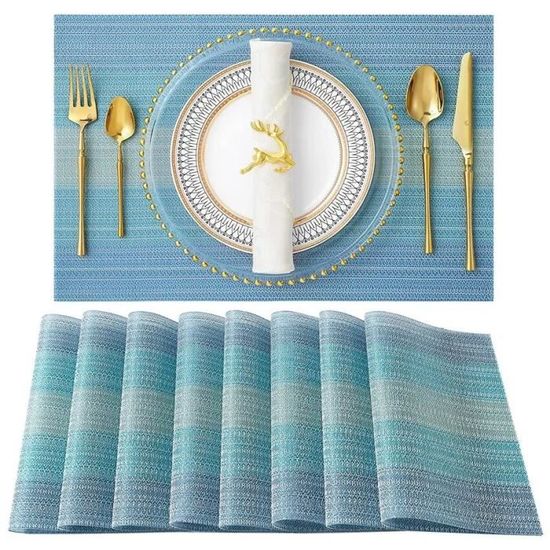 Set De 4 Napperons Aspect Lin Lavables - Anti-Chaleur Sans Repassage, Polyester Épais Pour Table Salle à Manger (Vert)