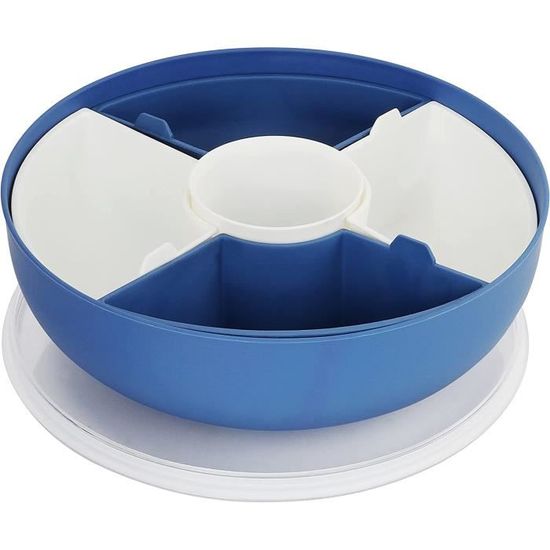 Boîte à Collations Ronde Avec 5 Compartiments - Plateau Tournant 26,5 Cm - Couvercle étanche Et Poignée - Idéale Pique-nique, Apéro