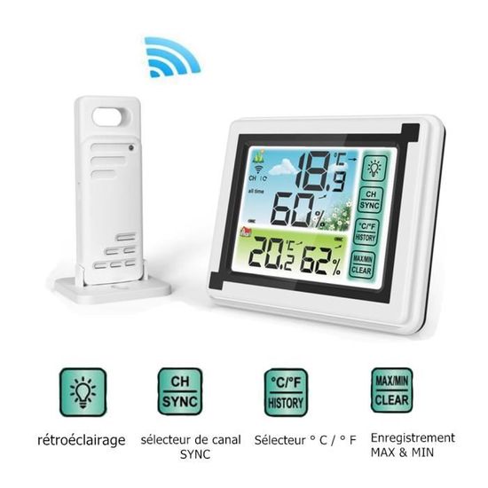 Mini Station Météo Digital Intérieur Thermomètre Hygromètre Capteur Sonde Extéri 