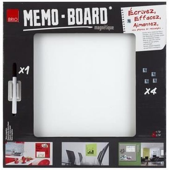 Brio mémo board magnétique blanc en verre 40x40 cm Cdiscount Maison