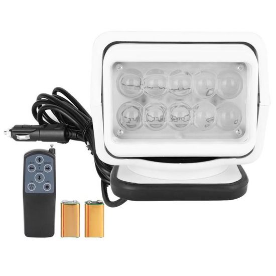 Projecteur De Recherche Pour Bateau - 12 V - 100 W - Lampe Halogène Avec Télécommande - Rotation à 360° - Pour Bateau, Yacht, Garde-côte, Camion (noir