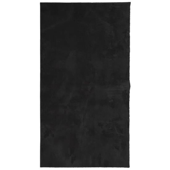 Tapis HUARTE Poils Courts Doux Et Lavable - Anthracite 80 Cm